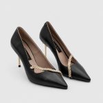 AMORETTE Black Leather Women's Stiletto